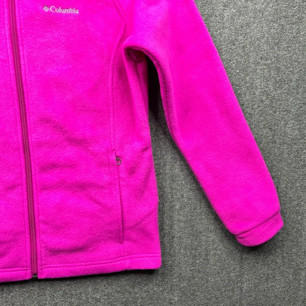 Columbia Fleece Jacket Girls L? Pink Full Zip Mock Neck Raglan Sleeve 3185